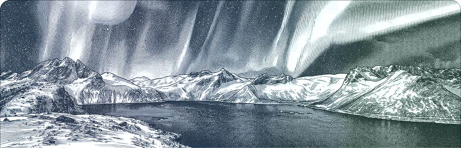 Norrsken över vinterlandskap